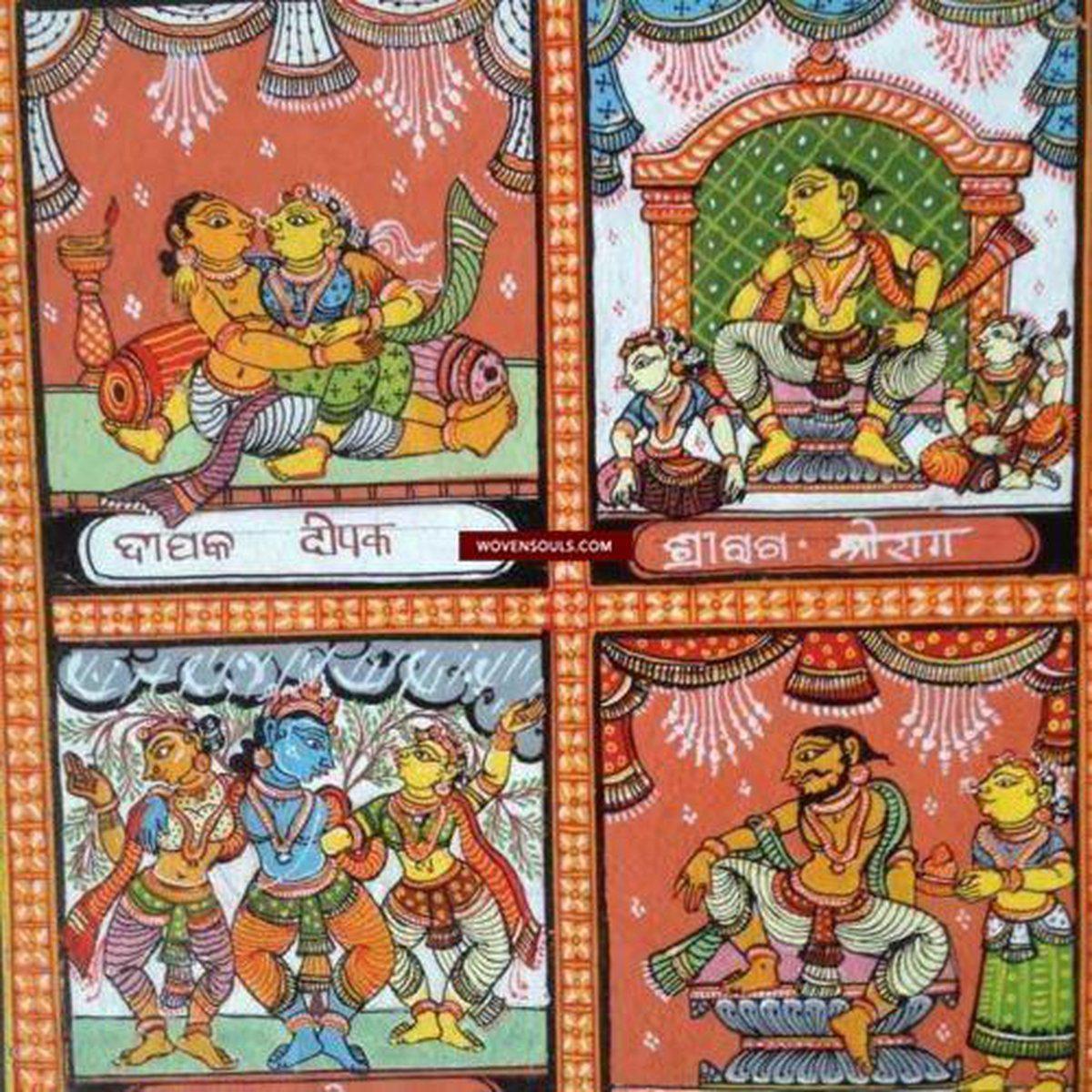 5714 Traditional Pigments Pattachitra Art - Painting from Orissa - GIFT it!-WOVENSOULS-Antique-Vintage-Textiles-Art-Decor