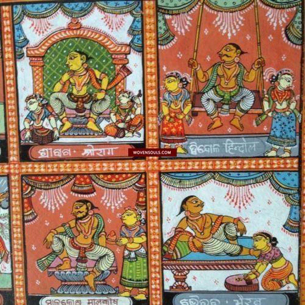 5714 Traditional Pigments Pattachitra Art - Painting from Orissa - GIFT it!-WOVENSOULS-Antique-Vintage-Textiles-Art-Decor