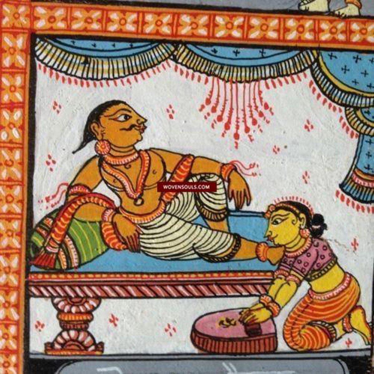 5714 Traditional Pigments Pattachitra Art - Painting from Orissa - GIFT it!-WOVENSOULS-Antique-Vintage-Textiles-Art-Decor