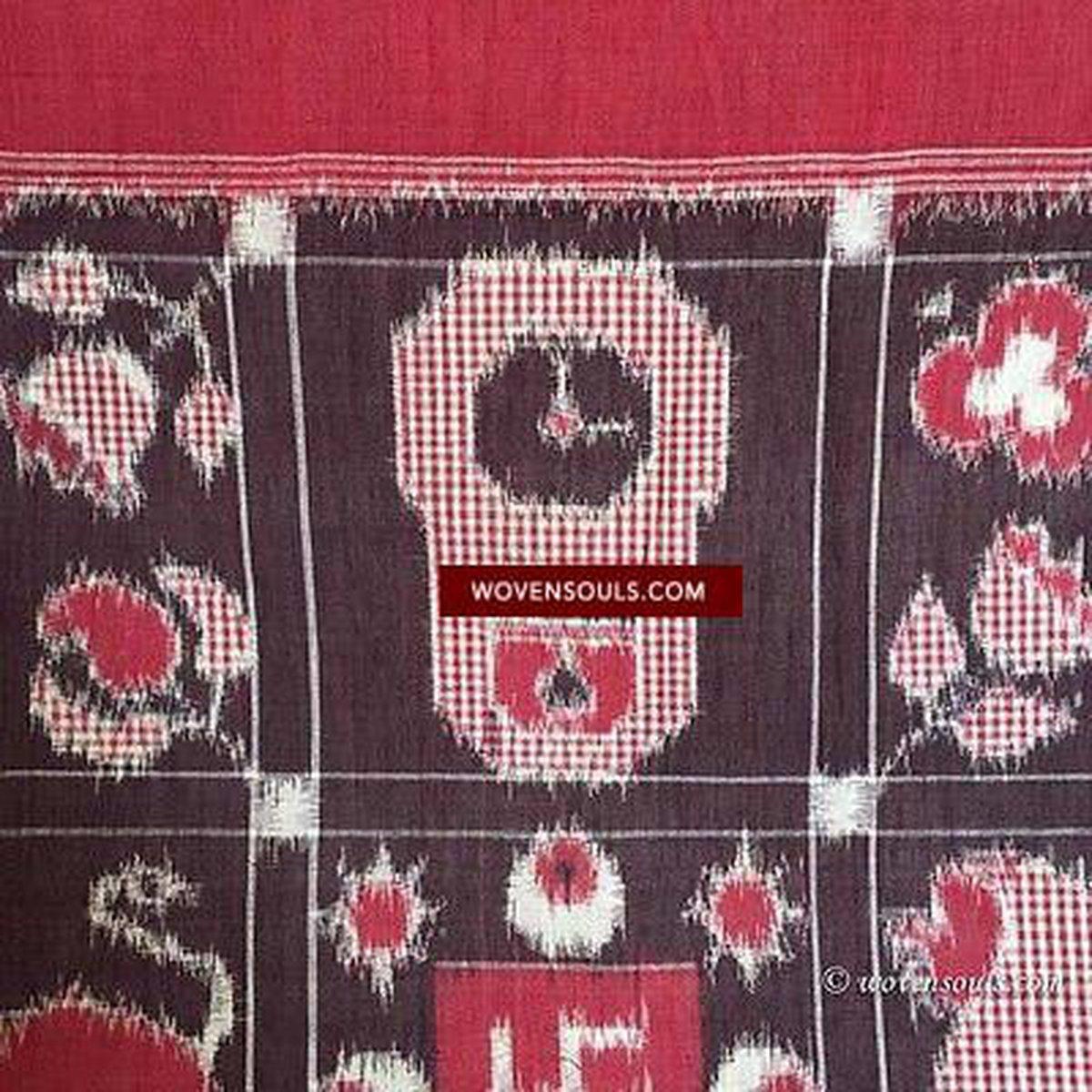 5723 Handwoven Double Ikat Telia Rumaal Scarf Accessory - Recently Made-WOVENSOULS-Antique-Vintage-Textiles-Art-Decor