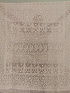 5726 SOLD- Old Chikan Hand Embroidery Fragment Baby Pink Cotton-WOVENSOULS-Antique-Vintage-Textiles-Art-Decor