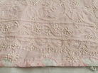 5726 SOLD- Old Chikan Hand Embroidery Fragment Baby Pink Cotton-WOVENSOULS-Antique-Vintage-Textiles-Art-Decor