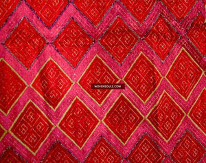 577 SOLD Swat Valley Thirma Phulkari Bagh with Lehariya Border-WOVENSOULS-Antique-Vintage-Textiles-Art-Decor