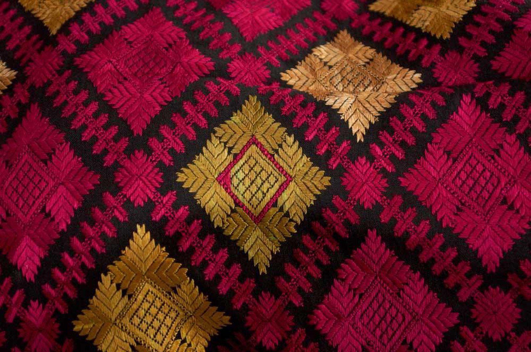 584 Antique Black Swat Valley Shawl Textile-WOVENSOULS-Antique-Vintage-Textiles-Art-Decor