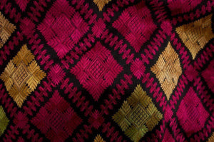 584 Antique Black Swat Valley Shawl Textile-WOVENSOULS-Antique-Vintage-Textiles-Art-Decor