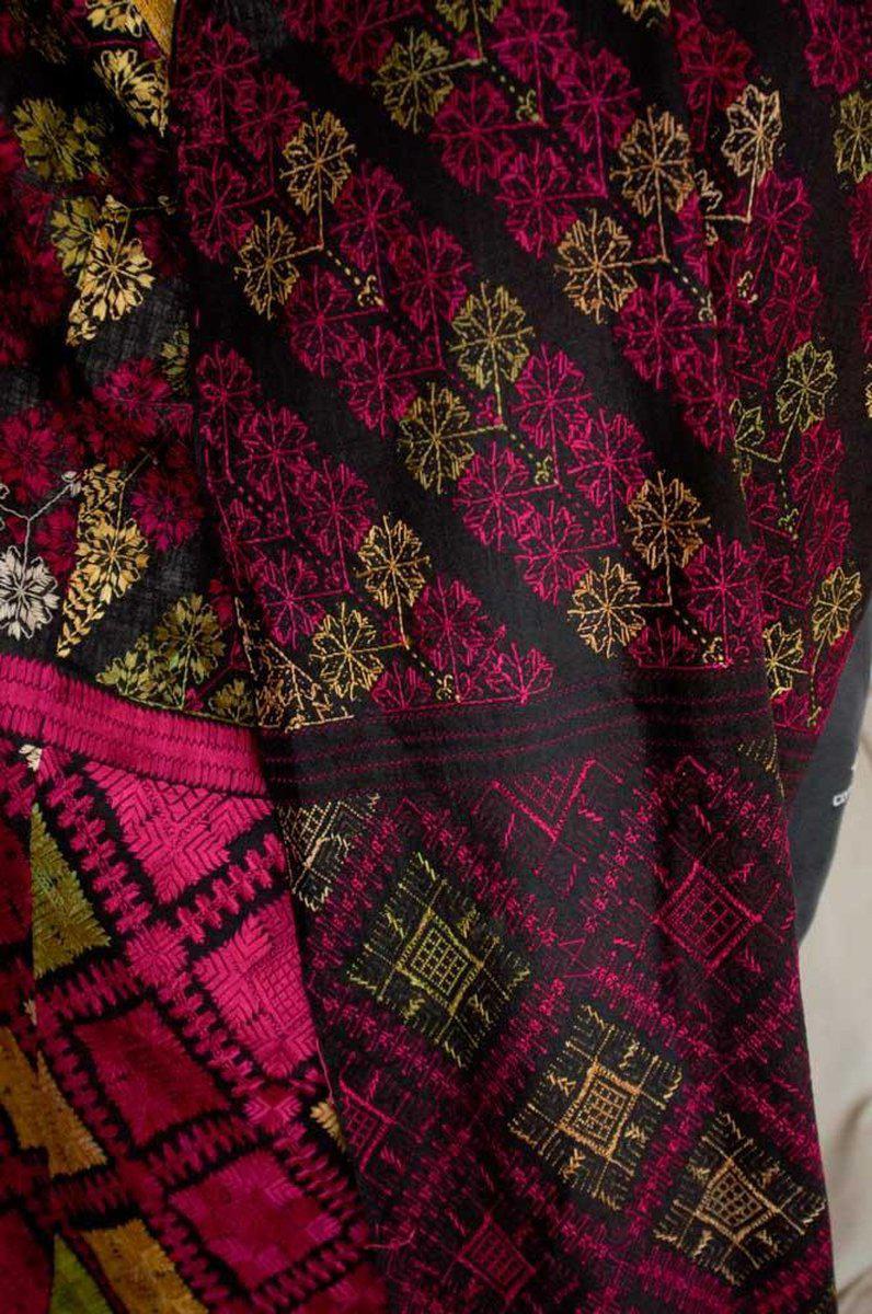 584 Antique Black Swat Valley Shawl Textile-WOVENSOULS-Antique-Vintage-Textiles-Art-Decor