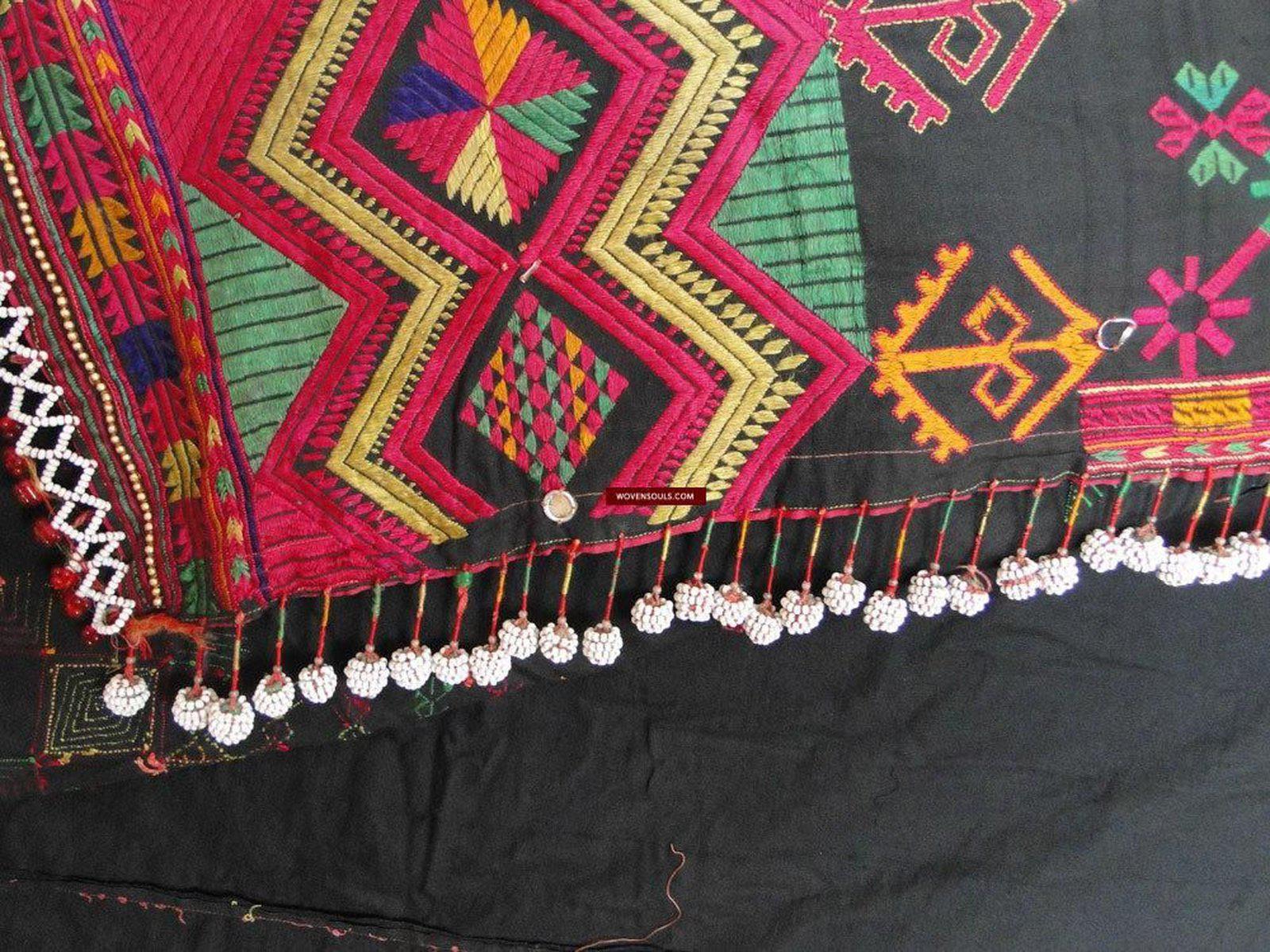 623 Semi Antique Kohistan Shawl Textile Art Embroidery-WOVENSOULS-Antique-Vintage-Textiles-Art-Decor