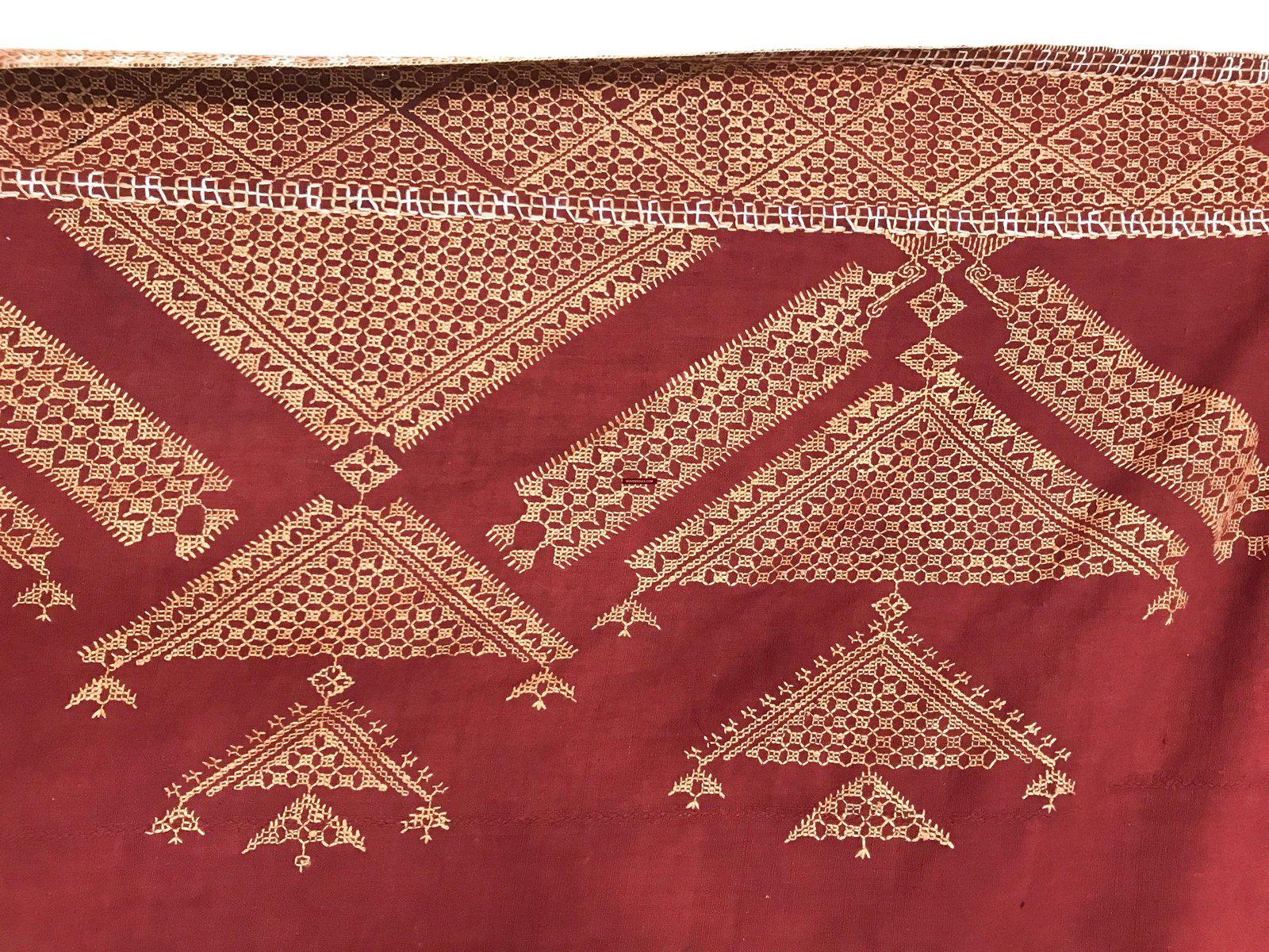 630 SOLD Chope Phulkari Double Sided Palindrome Embroidery Indian Textile Art Punjab-WOVENSOULS-Antique-Vintage-Textiles-Art-Decor