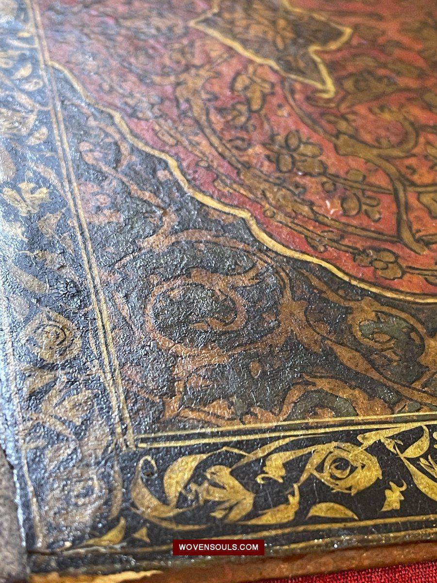 634 Pair of Large Antique Qajar Persian Lacquered Manuscript Book Cover Bindings-WOVENSOULS-Antique-Vintage-Textiles-Art-Decor