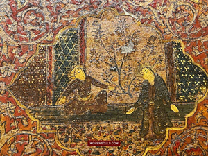 634 Pair of Large Antique Qajar Persian Lacquered Manuscript Book Cover Bindings-WOVENSOULS-Antique-Vintage-Textiles-Art-Decor
