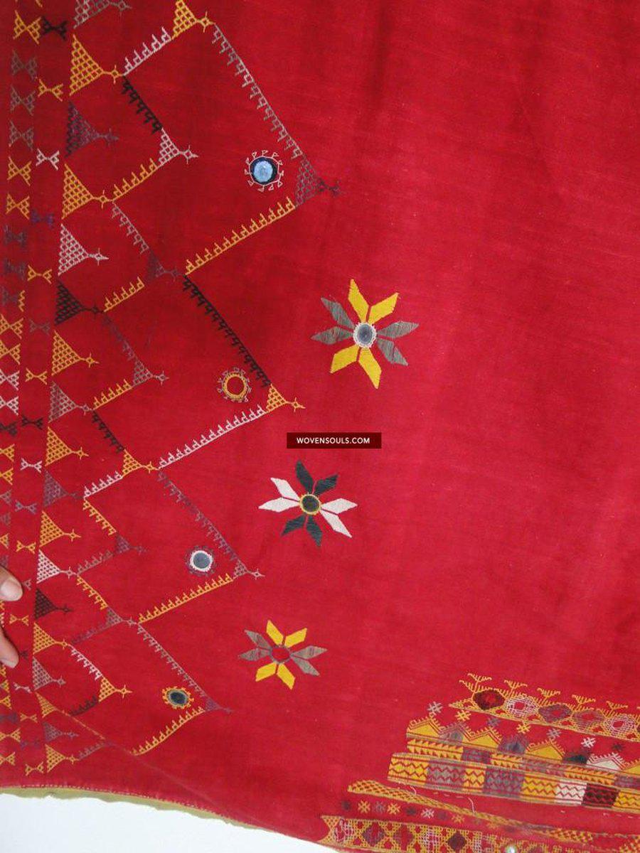 638 Old Rajasthan Tribal Wedding Shawl embroidery Indian Textiles Art-WOVENSOULS-Antique-Vintage-Textiles-Art-Decor