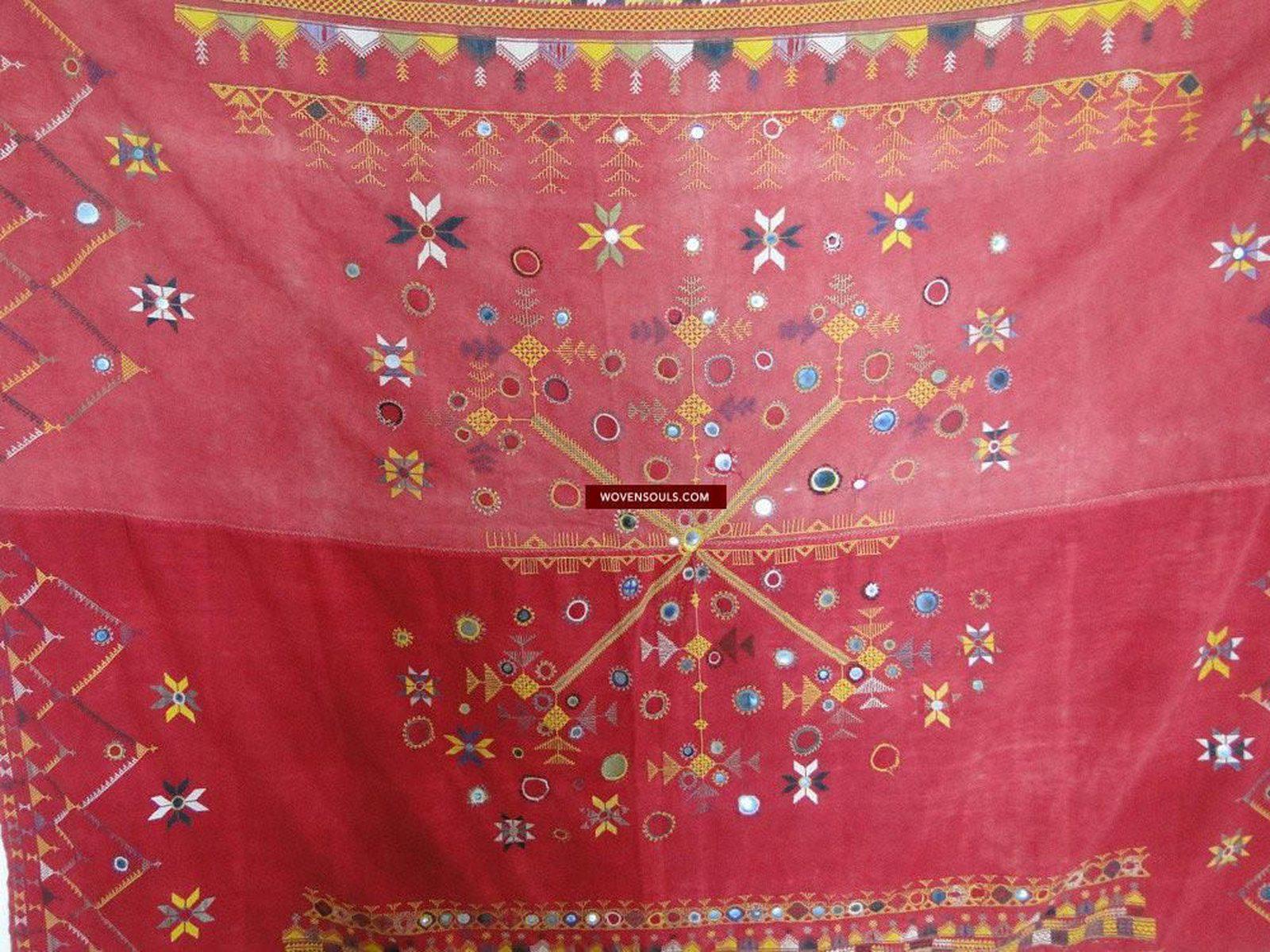 638 Old Rajasthan Tribal Wedding Shawl embroidery Indian Textiles Art-WOVENSOULS-Antique-Vintage-Textiles-Art-Decor