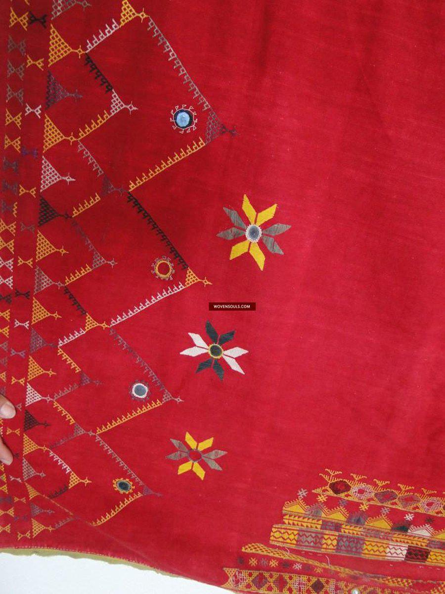 638 Old Rajasthan Tribal Wedding Shawl embroidery Indian Textiles Art-WOVENSOULS-Antique-Vintage-Textiles-Art-Decor