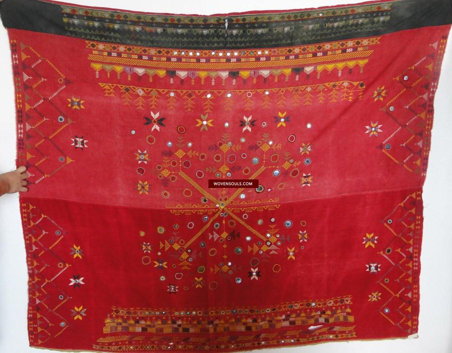 638 Old Rajasthan Tribal Wedding Shawl embroidery Indian Textiles Art-WOVENSOULS-Antique-Vintage-Textiles-Art-Decor