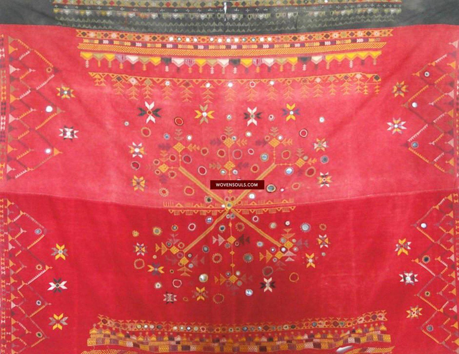 638 Old Rajasthan Tribal Wedding Shawl embroidery Indian Textiles Art-WOVENSOULS-Antique-Vintage-Textiles-Art-Decor