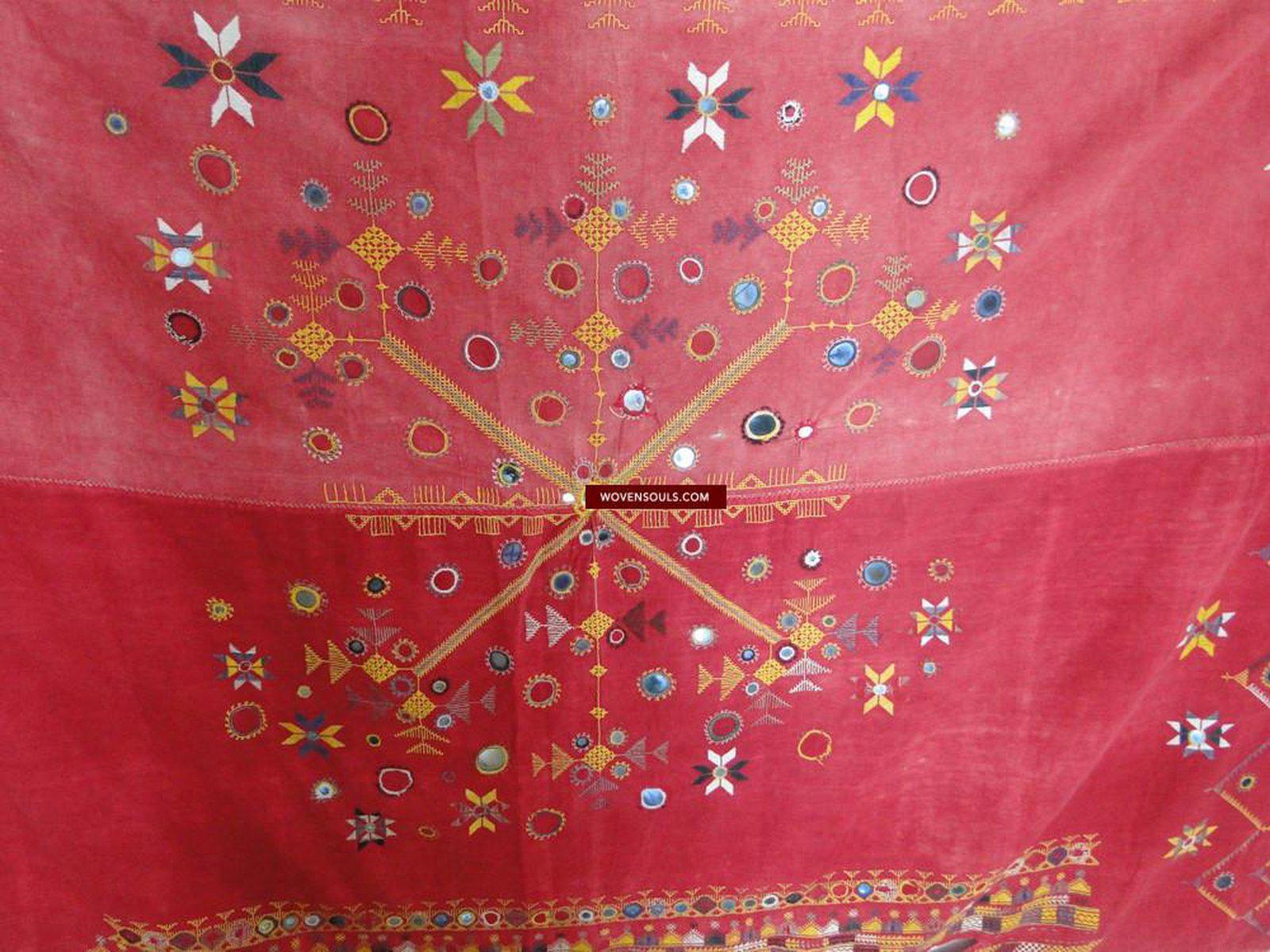 638 Old Rajasthan Tribal Wedding Shawl embroidery Indian Textiles Art-WOVENSOULS-Antique-Vintage-Textiles-Art-Decor