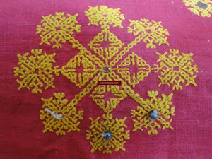 639 Old Rajasthan Tribal Wedding Shawl Double Sided embroidery-WOVENSOULS-Antique-Vintage-Textiles-Art-Decor