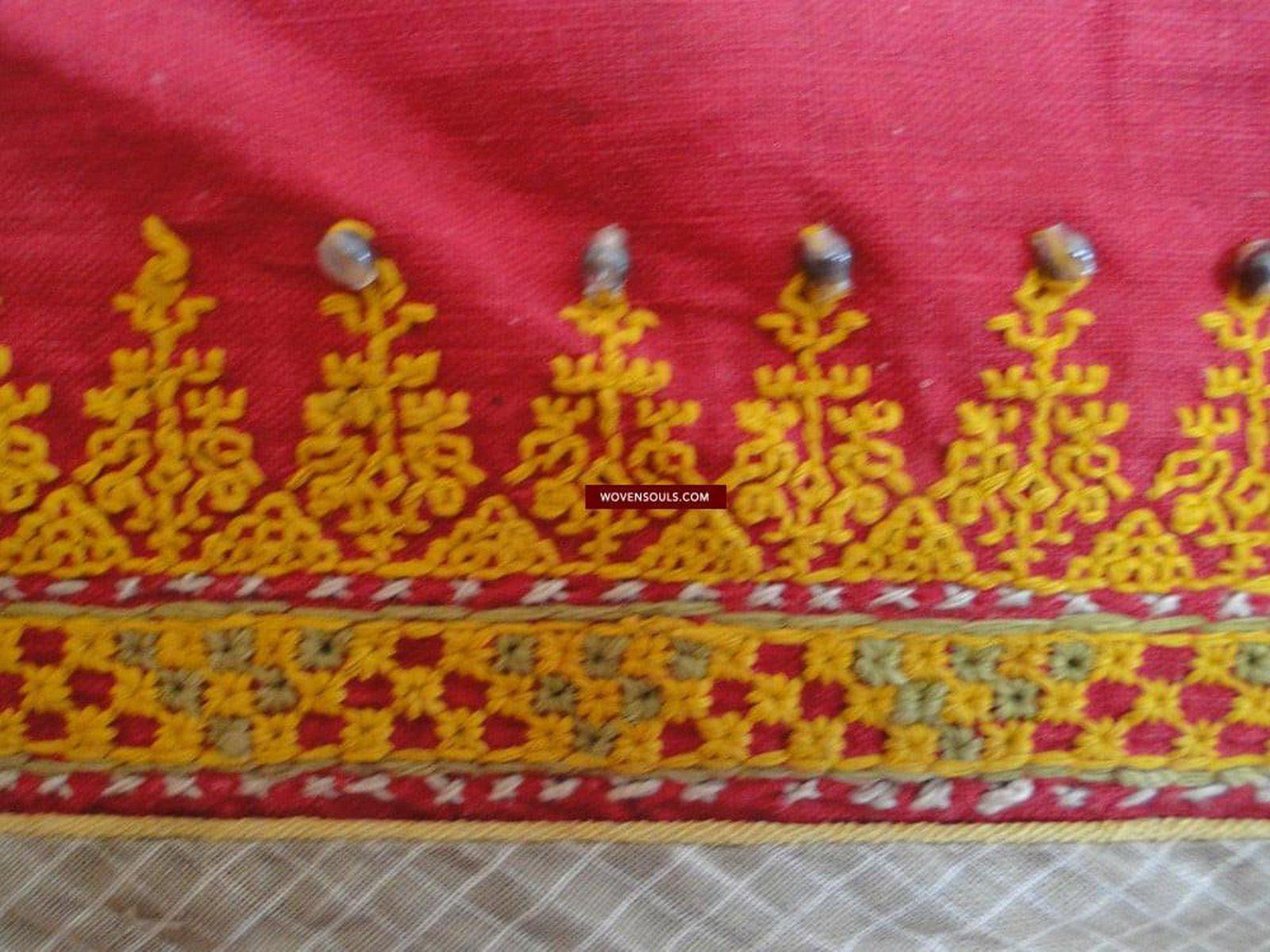 639 Old Rajasthan Tribal Wedding Shawl Double Sided embroidery-WOVENSOULS-Antique-Vintage-Textiles-Art-Decor