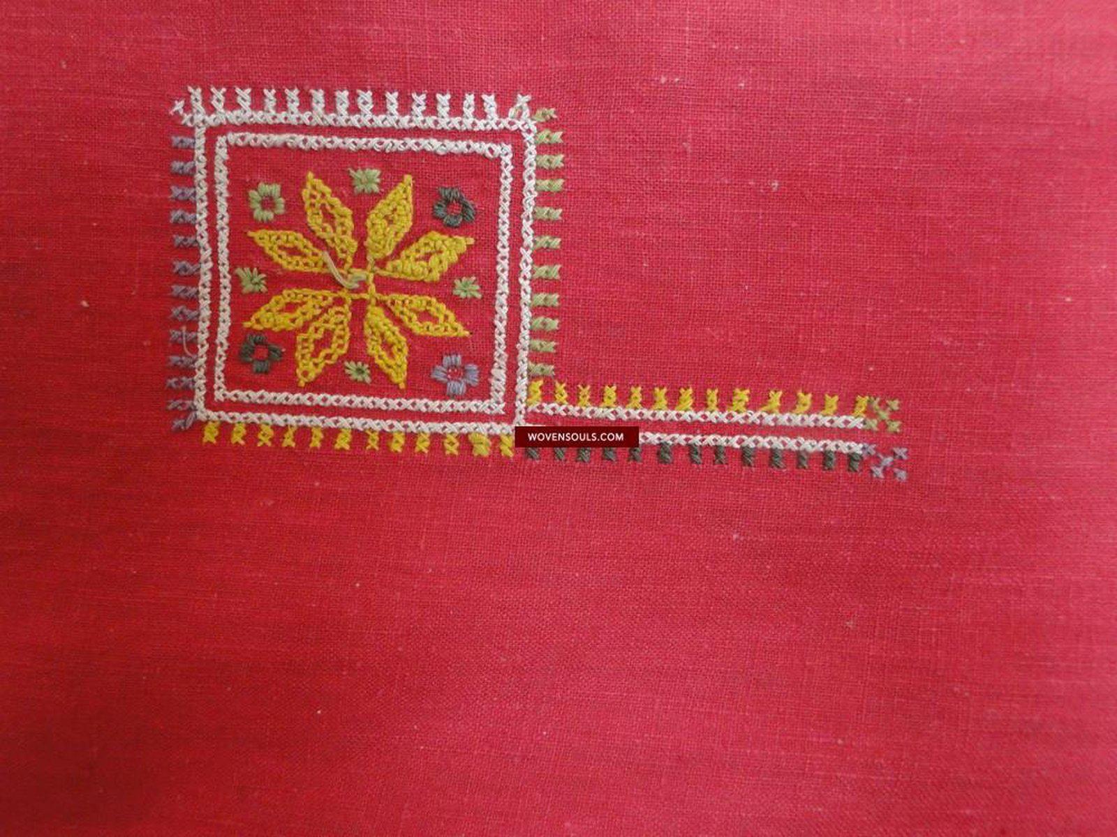 639 Old Rajasthan Tribal Wedding Shawl Double Sided embroidery-WOVENSOULS-Antique-Vintage-Textiles-Art-Decor