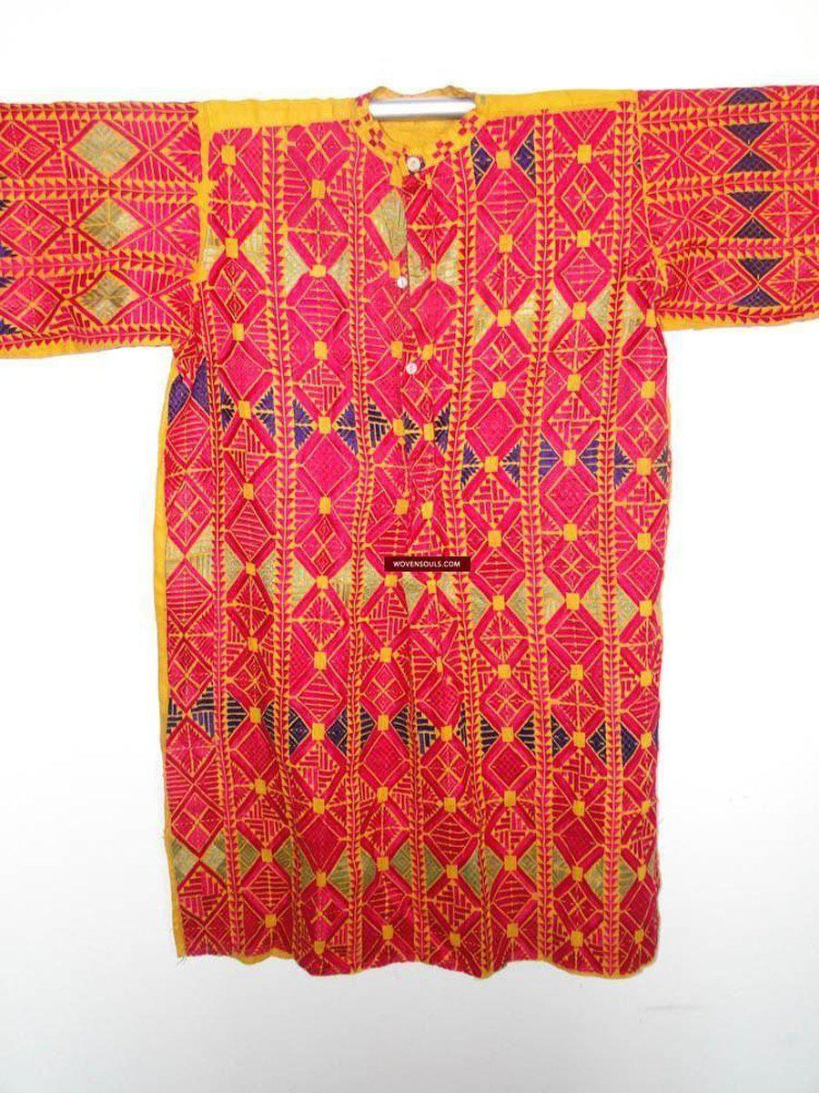 641 Antique Yellow Swat Valley Bridal Costume Handmade cotton with embroidery textile art-WOVENSOULS-Antique-Vintage-Textiles-Art-Decor