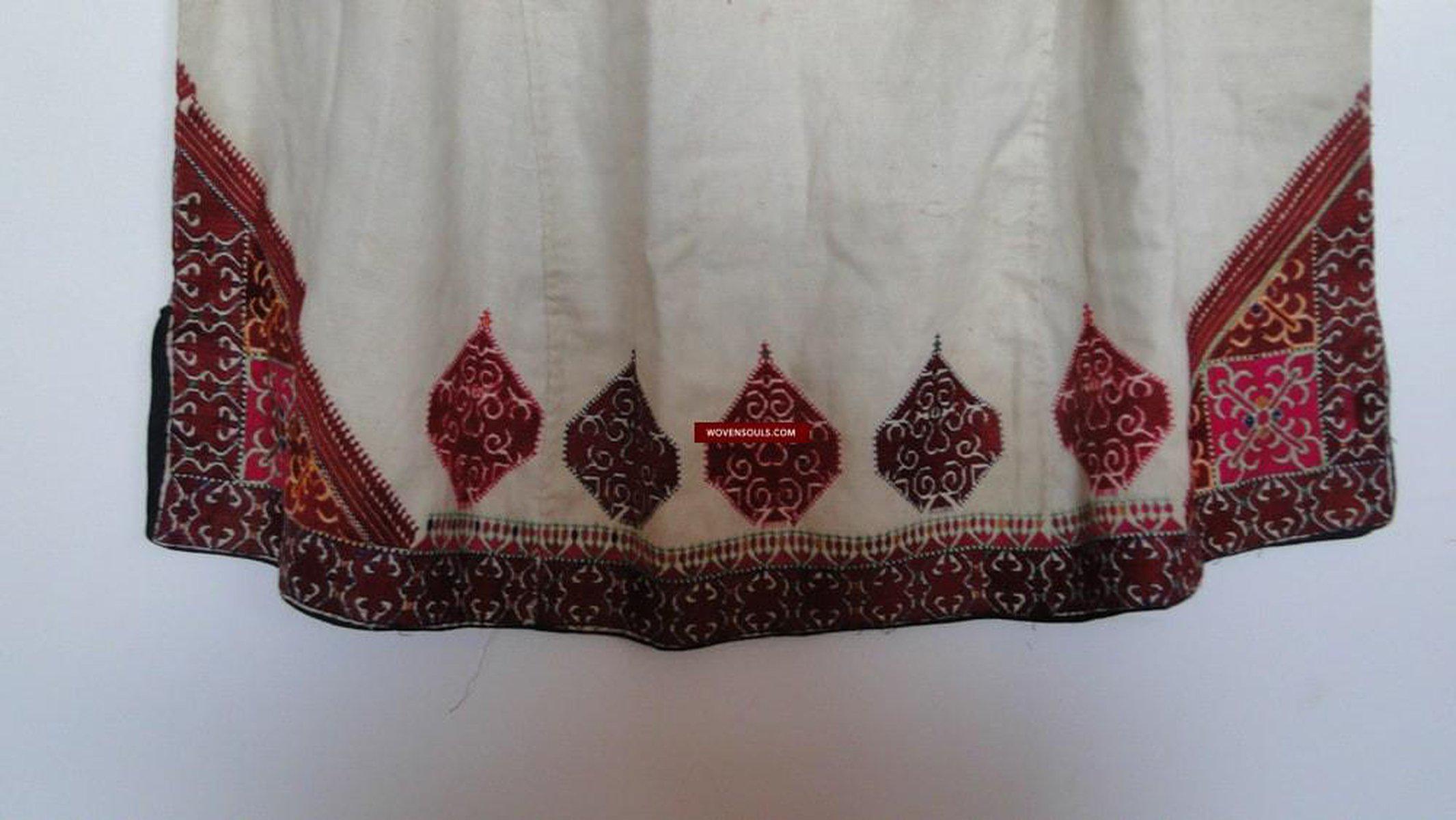 642 Antique Swat Valley Bridal Costume Handmade cotton with embroidery textile art-WOVENSOULS-Antique-Vintage-Textiles-Art-Decor