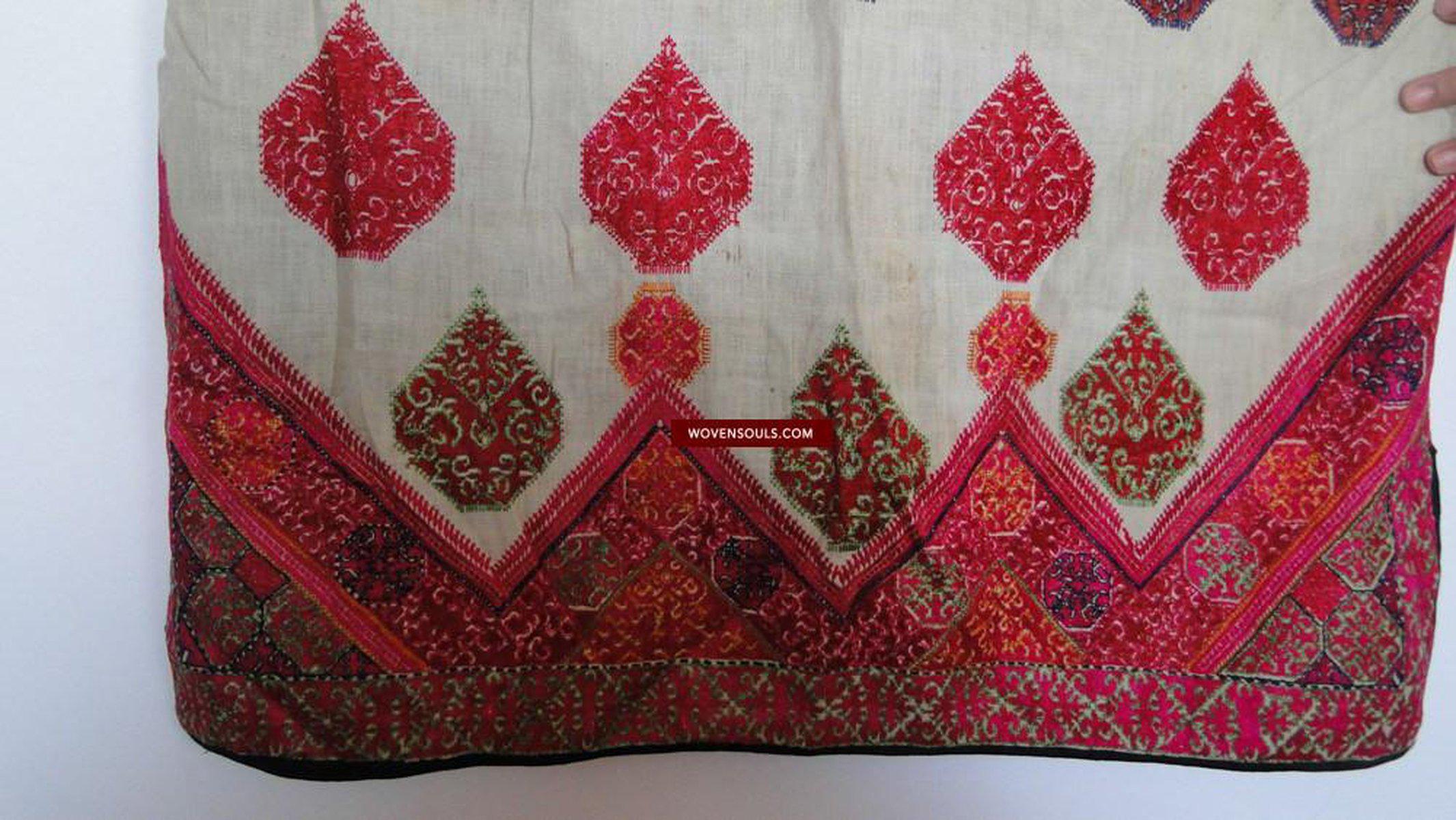 644 Antique Swat Valley Bridal Costume Handmade cotton with embroidery textile art-WOVENSOULS-Antique-Vintage-Textiles-Art-Decor