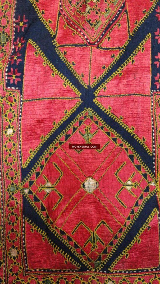 645 Antique Swat Valley Bridal Costume Handmade cotton with embroidery textile art-WOVENSOULS-Antique-Vintage-Textiles-Art-Decor