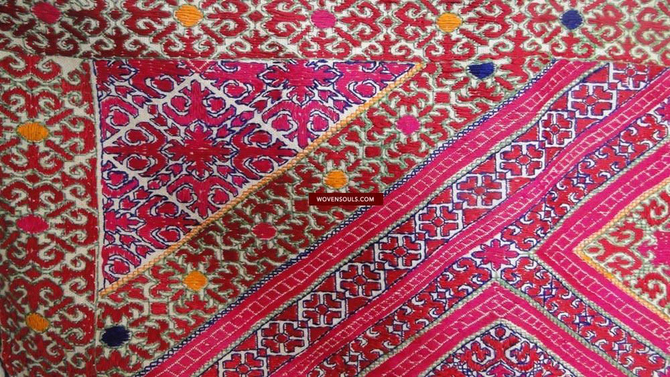 647 Antique Swat Valley Textile - Silk Embroidery Dowry Pillow Case-WOVENSOULS-Antique-Vintage-Textiles-Art-Decor