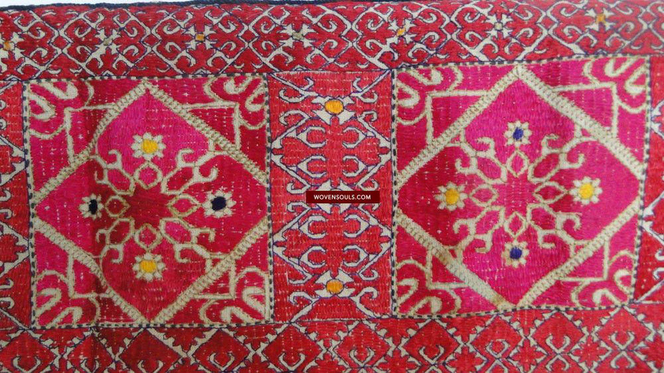 648 Antique Swat Valley Textile - Silk Embroidered Dowry Pillow Case - Museum Quality-WOVENSOULS-Antique-Vintage-Textiles-Art-Decor