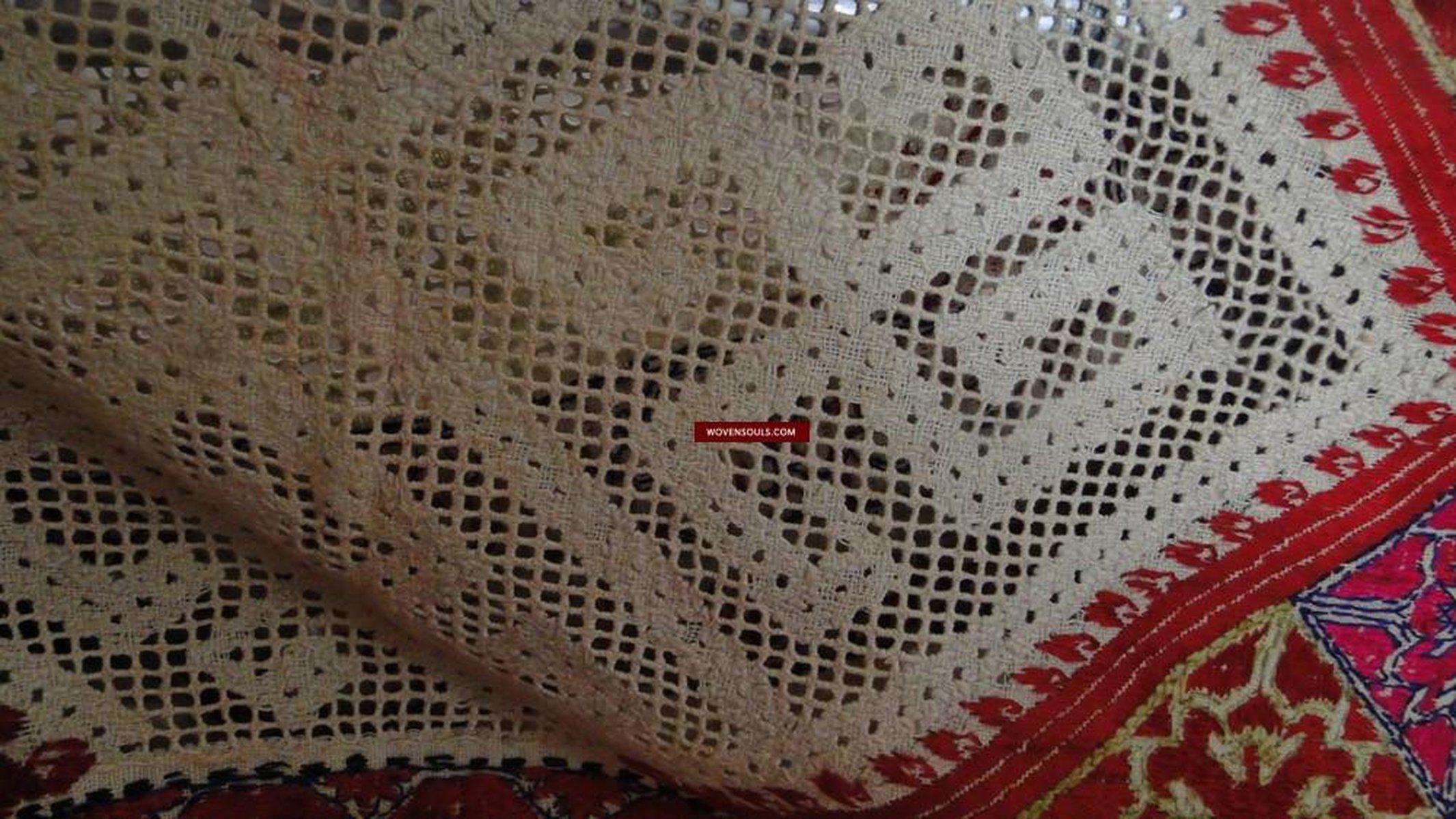 649 Antique Swat Valley Pillow case Textile Art Embroidery & Rare Cutwork - Museum Quality-WOVENSOULS-Antique-Vintage-Textiles-Art-Decor