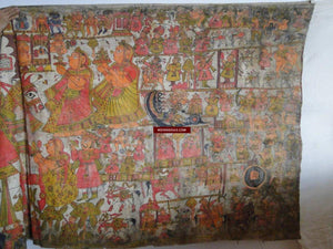 657 Complete Old Phad Narrative Painting [LARGE] / Rajasthan-WOVENSOULS-Antique-Vintage-Textiles-Art-Decor