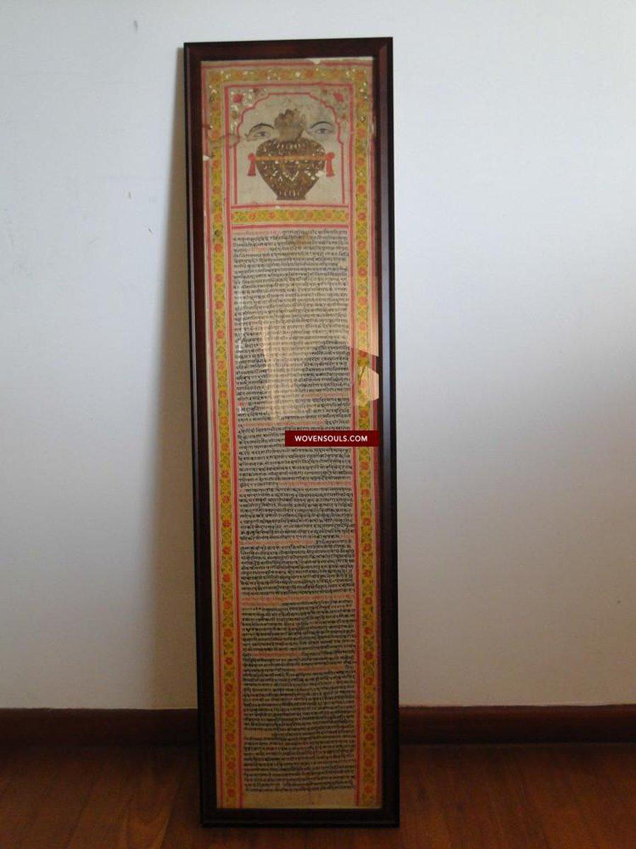 658 Old Jain Invitation Scroll - Rare Manuscript Painting-WOVENSOULS-Antique-Vintage-Textiles-Art-Decor