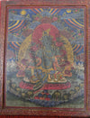 660 Old Buddhist Painting of Green Tara-WOVENSOULS-Antique-Vintage-Textiles-Art-Decor