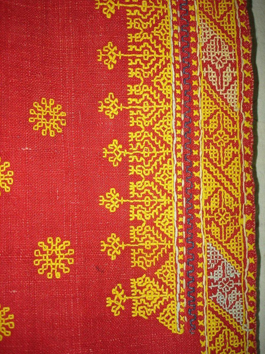 662 Double-sided Embroidery on Rajasthan Shawl-WOVENSOULS-Antique-Vintage-Textiles-Art-Decor