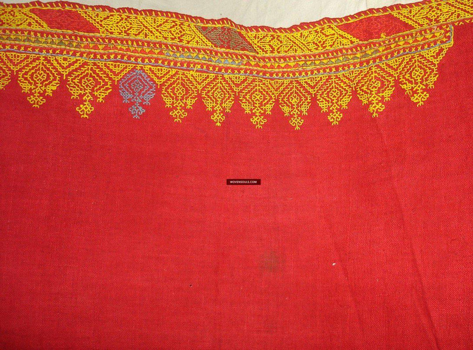 664 Rajasthan Wedding Shawl double sided - Palindrome - embroidery-WOVENSOULS-Antique-Vintage-Textiles-Art-Decor