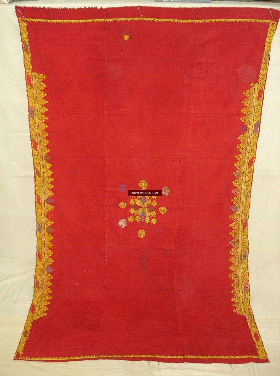 664 Rajasthan Wedding Shawl double sided - Palindrome - embroidery-WOVENSOULS-Antique-Vintage-Textiles-Art-Decor