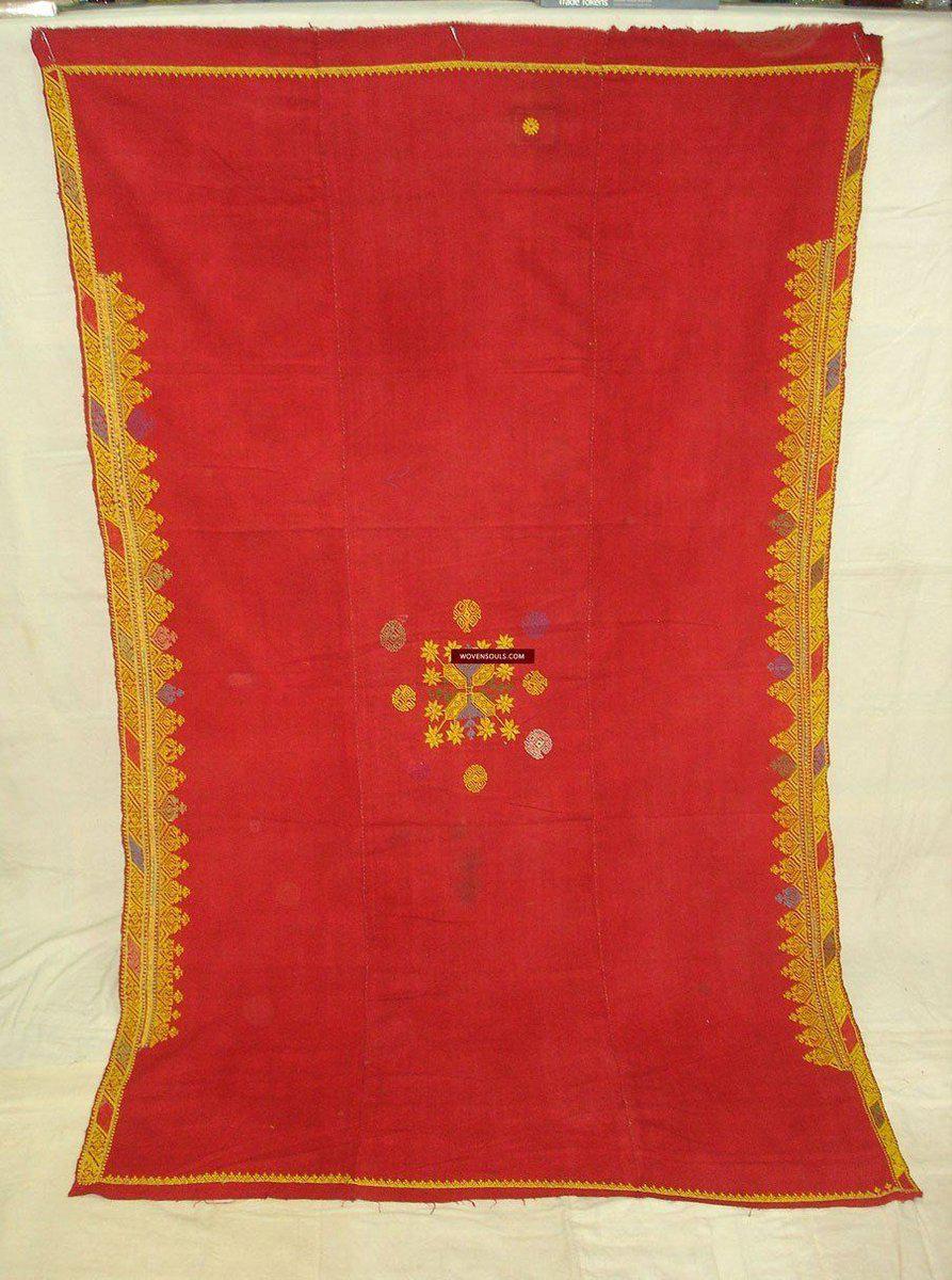 664 Rajasthan Wedding Shawl double sided - Palindrome - embroidery-WOVENSOULS-Antique-Vintage-Textiles-Art-Decor