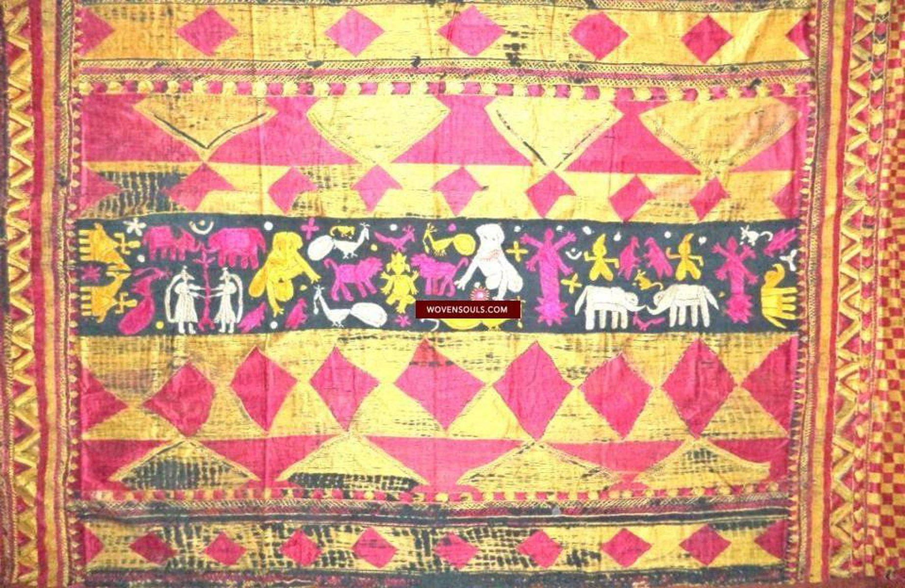 667 SOLD Unusual Rare Sar Pallu Bagh Phulkari Wedding Shawl - Fragment-WOVENSOULS-Antique-Vintage-Textiles-Art-Decor