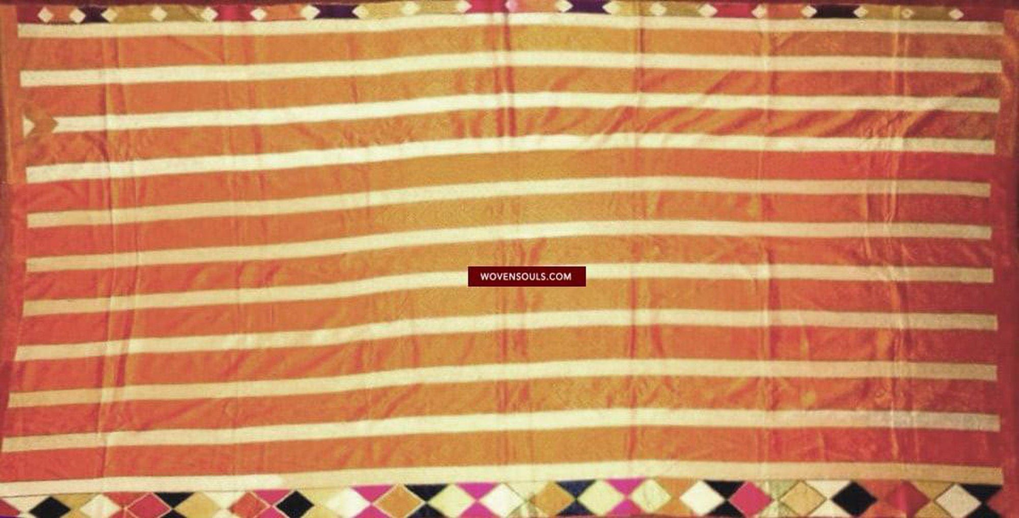 671 SOLD Beautiful Golden Varida Bagh Phulkari with superfine Stitches-WOVENSOULS-Antique-Vintage-Textiles-Art-Decor