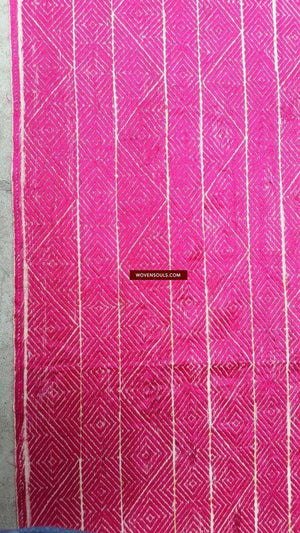 675 SOLD - Pink Thirma Bagh Pulkari Silk Embroidery Indian Textile Art-WOVENSOULS-Antique-Vintage-Textiles-Art-Decor