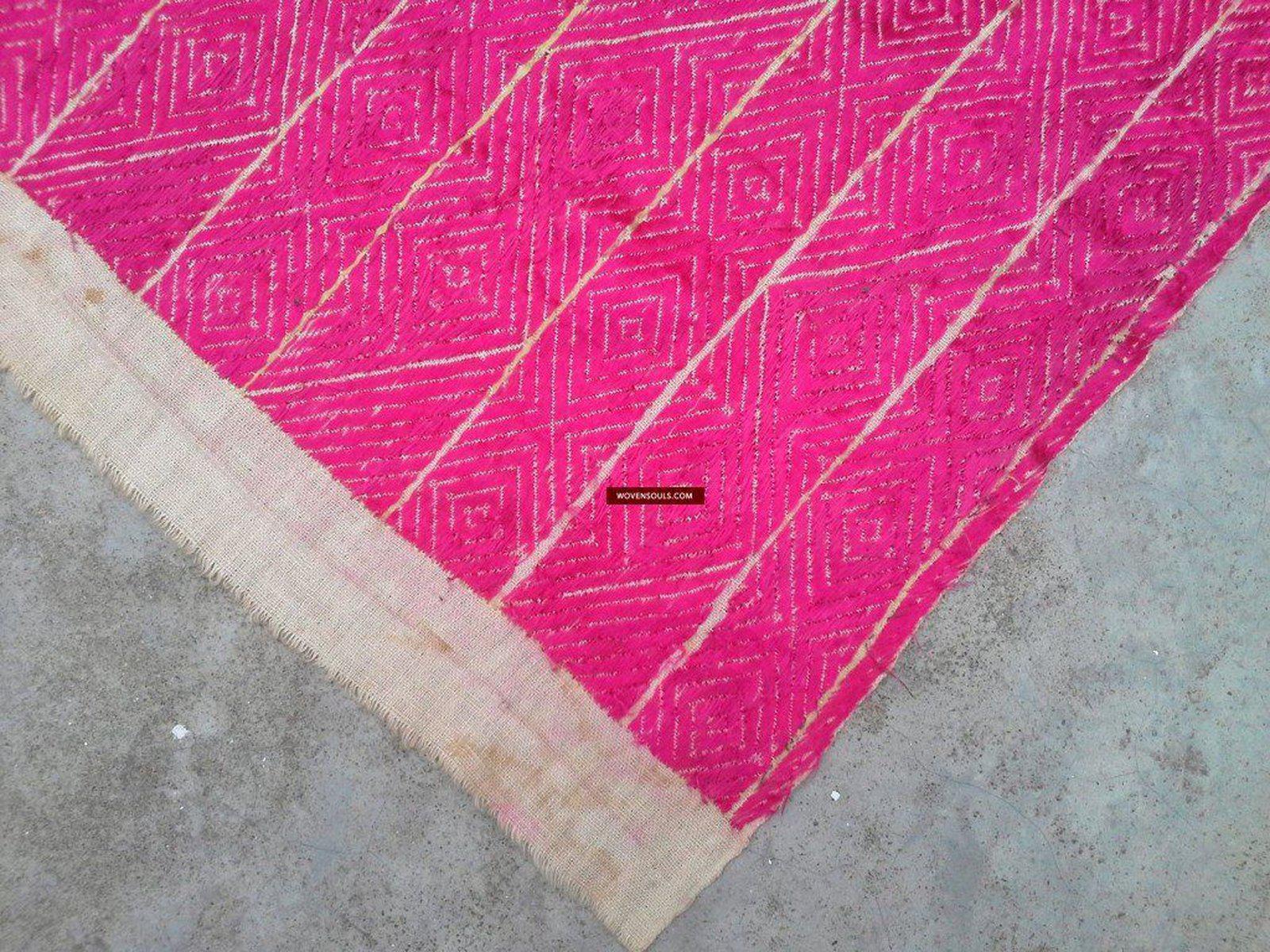 675 SOLD - Pink Thirma Bagh Pulkari Silk Embroidery Indian Textile Art-WOVENSOULS-Antique-Vintage-Textiles-Art-Decor