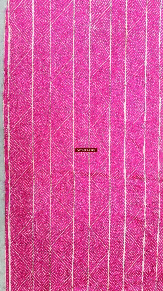 675 SOLD - Pink Thirma Bagh Pulkari Silk Embroidery Indian Textile Art-WOVENSOULS-Antique-Vintage-Textiles-Art-Decor