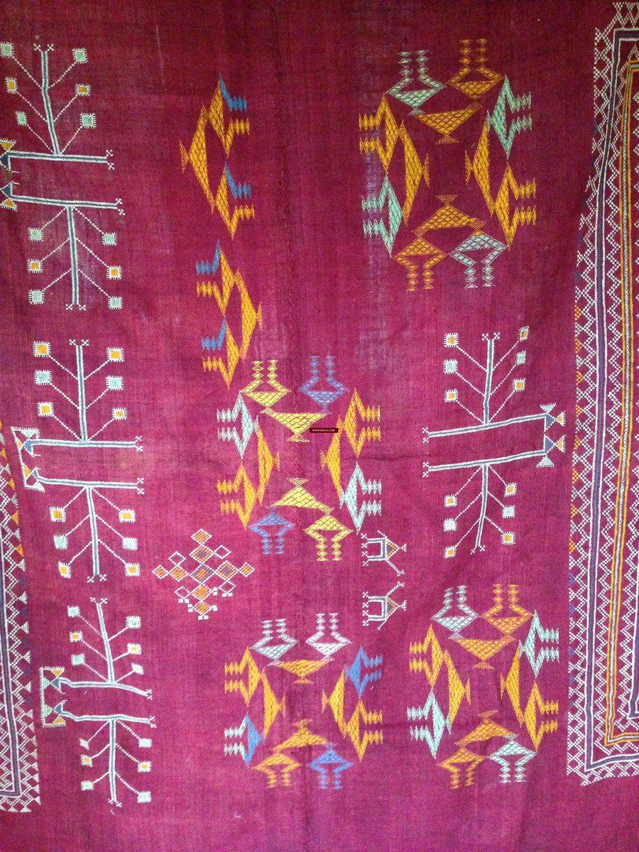 676 SOLD Bishnoi Odhana Shawl - Tribal Textile with Naive Embroidery Art - Rajasthan-WOVENSOULS-Antique-Vintage-Textiles-Art-Decor