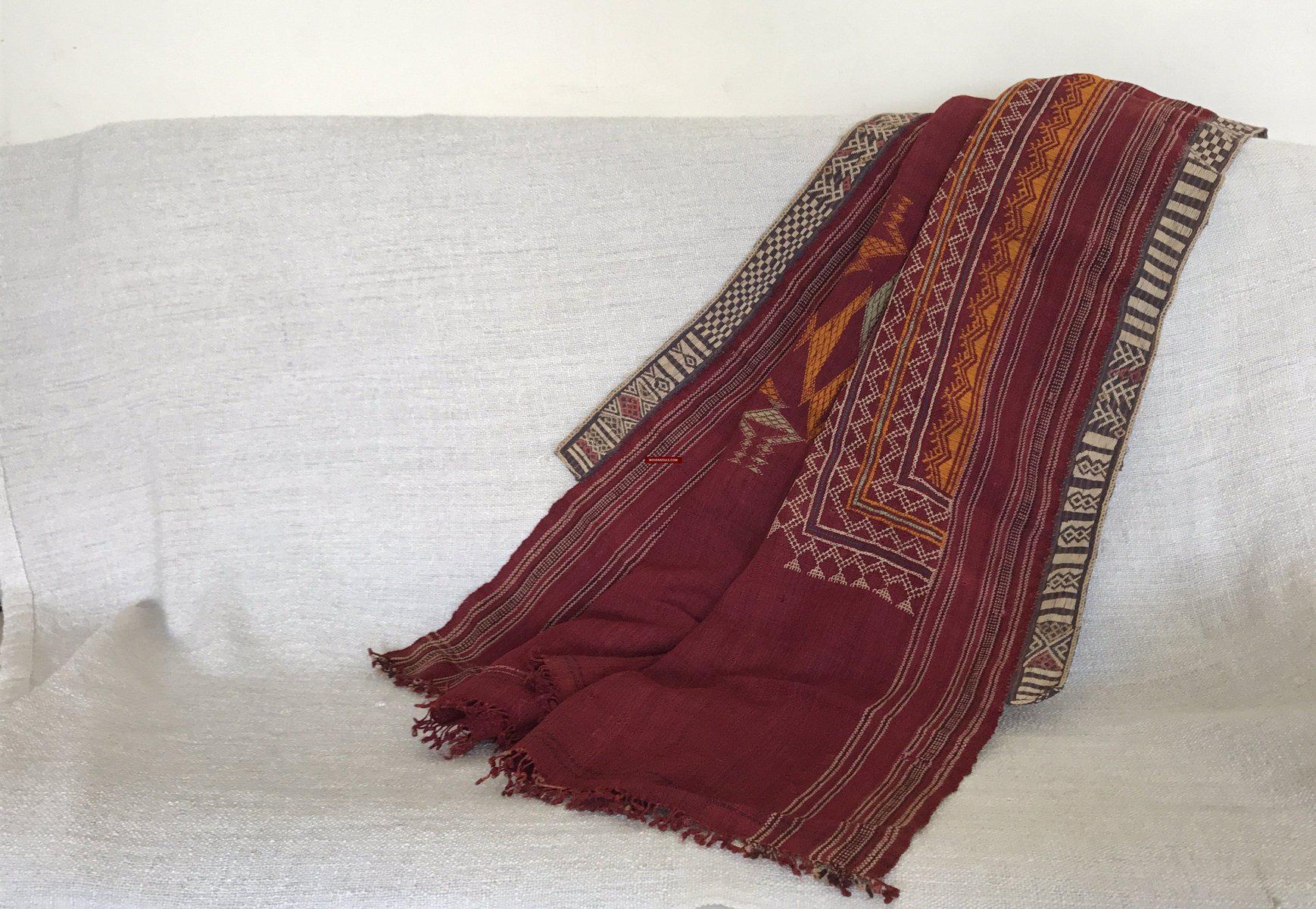 676 SOLD Bishnoi Odhana Shawl - Tribal Textile with Naive Embroidery Art - Rajasthan-WOVENSOULS-Antique-Vintage-Textiles-Art-Decor