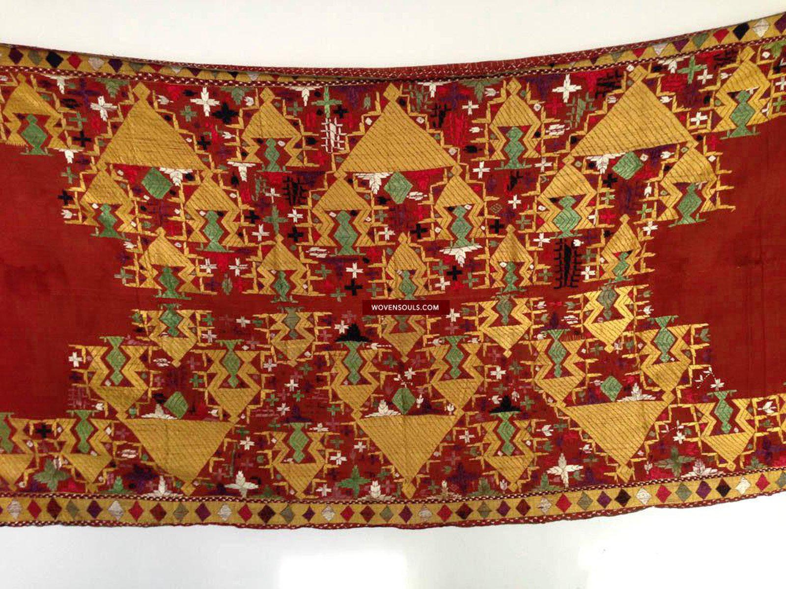 677 SOLD Sarpallu Phulkari Bagh Wedding Shawl from Punjab-WOVENSOULS-Antique-Vintage-Textiles-Art-Decor