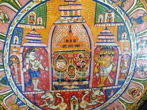 678 SOLD Antique Round Jagannath Puri Jatripatti Painting-WOVENSOULS-Antique-Vintage-Textiles-Art-Decor