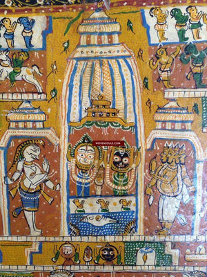 679 Old Pattachitra Painting Odisha Jagannath-WOVENSOULS-Antique-Vintage-Textiles-Art-Decor