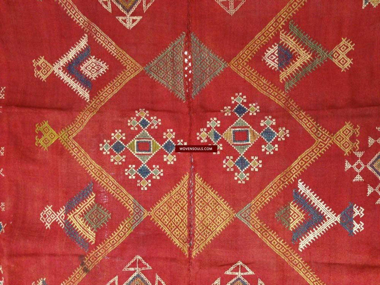 683 Indian Textile - Shekhawati Bishnoi Shawl Textile Art Embroidery Rajasthan-WOVENSOULS-Antique-Vintage-Textiles-Art-Decor