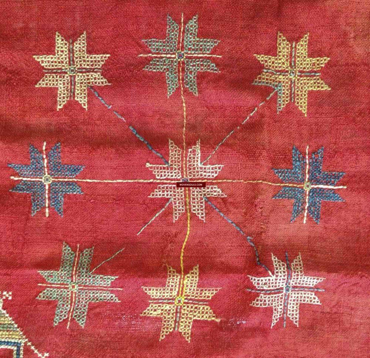 683 Indian Textile - Shekhawati Bishnoi Shawl Textile Art Embroidery Rajasthan-WOVENSOULS-Antique-Vintage-Textiles-Art-Decor