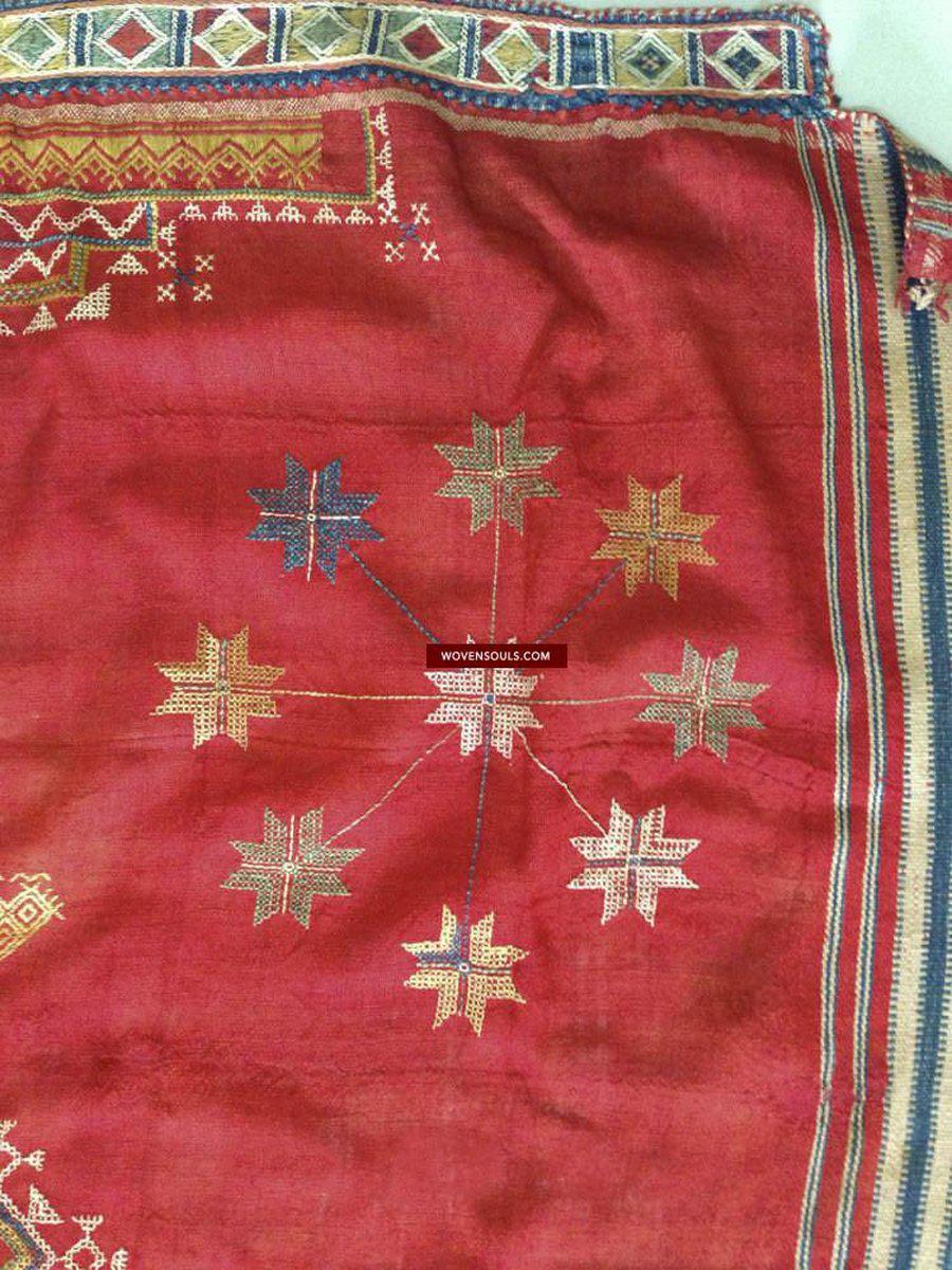 683 Indian Textile - Shekhawati Bishnoi Shawl Textile Art Embroidery Rajasthan-WOVENSOULS-Antique-Vintage-Textiles-Art-Decor